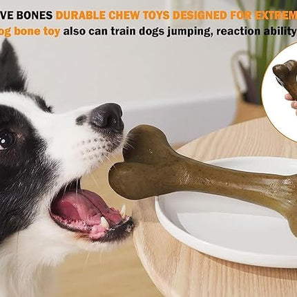 Aggressive Dog Chew Toys - Nylon Bones, Indestructible, Durable Teething Toys for Medium Large Dogs, Extreme Chew Toys, Beef Flavor (2pcs)