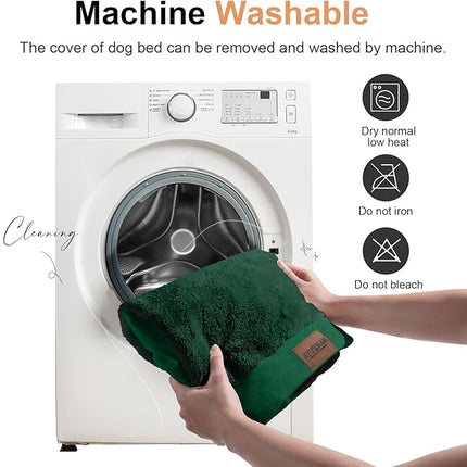 Large Dog Bed Orthopedic Washable: Beds Bolster XL Bed Medium Large Dogs Egg Crate Foam Couch Sofa Waterproof with Removable Cover - Emerald