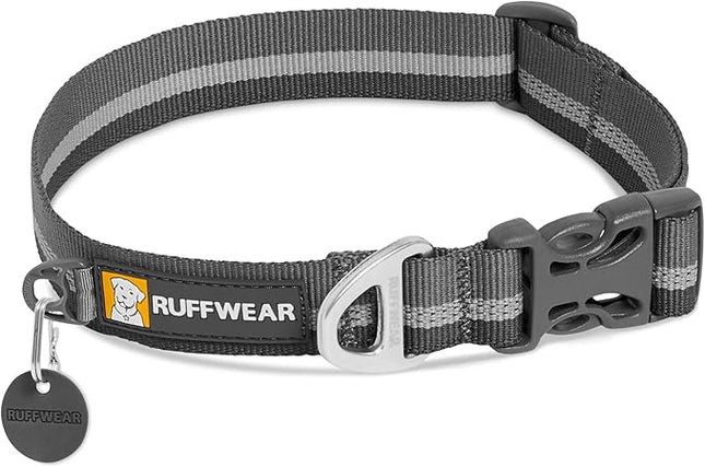 Ruffwear, Crag Dog Collar, Stylish Adventure Collar with Premium Reflective Design, Quick Release Buckle, Lightweight All-Day Comfort, Granite Gray, 11"-14"