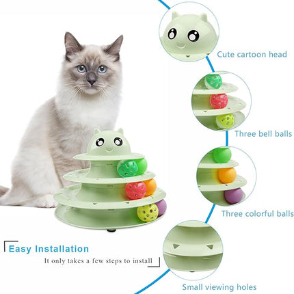 UPSKY Cat Toy Roller 3-Level Turntable Cat Toy Balls with Six Colorful Balls Interactive Kitten Fun Mental Physical Exercise Puzzle Toys