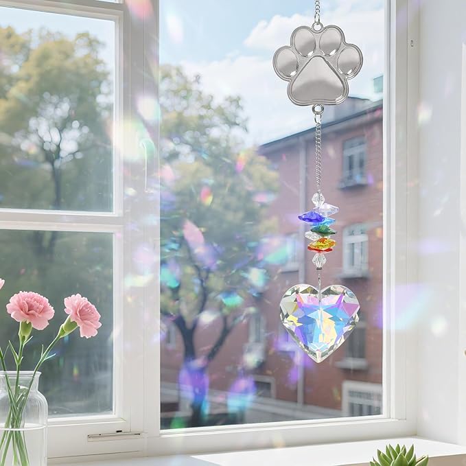 Dog Memorial Gifts for Loss of Dog Wooden Picture Frames for 4x6 Photos，2 Inch Color-Heart Shape Crystal Suncatcher, Pet Memorial Gifts for Dogs Bereavement Sympathy Gifts