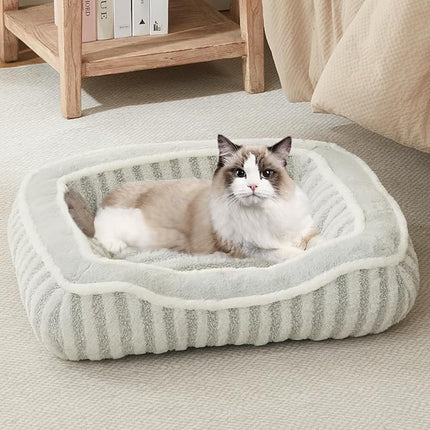 Dog Bed for Extra Small Dogs Breeds,Cat Bed,Puppy Kennel Bed with Pillow,Washable Deluxe Plush Dog Crate Beds,Comfy Durable Rectangular Pet Sleeping Bed & Non-Slip Bottom,Grey (19"X16")