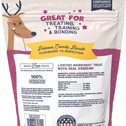 Natural Balance Limited Ingredient Rewards Crunchy Biscuits, Grain-Free Dog Treats for Adult Dogs of All Breeds, Venison Recipe, 14 Ounce (Pack of 1)