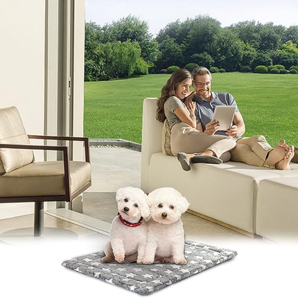 KROSER Fancy Dog Crate Pad - Reversible (Cool & Warm), Machine Washable, Suitable for Small to XXX-Large Dogs, Grey, Navy, Star Pattern