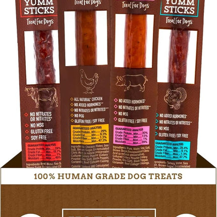 etta says! Yumm Sticks - Real Meat Dog Jerky Treats - Beef, Chicken, Pork, and Turkey Variety Pack - Human Grade - Made in The USA (24 Count Pack of 1)