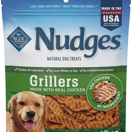 Blue Buffalo Nudges Grillers Natural Dog Treats, Made in the USA with Real Chicken, 16-oz Bag