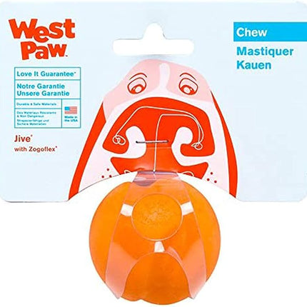WEST PAW Zogoflex Jive Ball Dog Chew Toy – Bouncing Toys for Dogs, Fetch, Catch, Chewing, Play – Floatable, Recyclable Balls – Latex-Free, Non-Toxic, Dishwasher Safe Dog Toy, X-Small 2", Tangerine