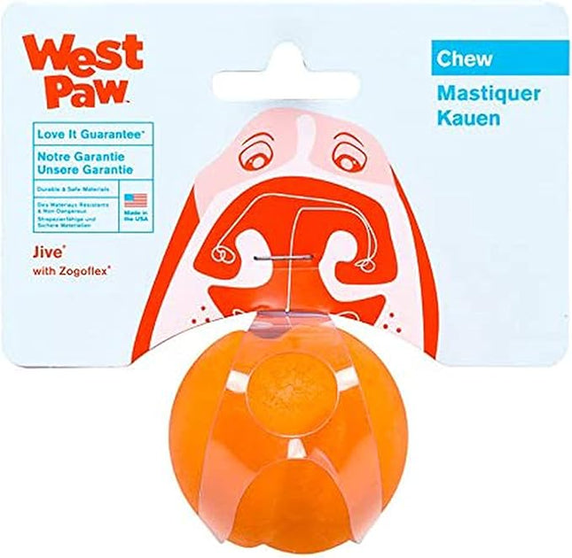 WEST PAW Zogoflex Jive Ball Dog Chew Toy – Bouncing Toys for Dogs, Fetch, Catch, Chewing, Play – Floatable, Recyclable Balls – Latex-Free, Non-Toxic, Dishwasher Safe Dog Toy, X-Small 2", Tangerine
