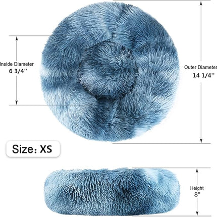 NOYAL Calming Donut Dog Bed for Small to Medium Dogs & Cats - Plush Faux Fur Anti-Anxiety Pet Bed with Machine Washable Cover & Non-Slip Base