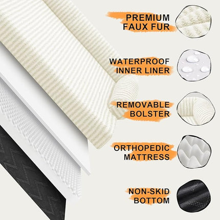 Dog Beds Large Size Dog, Waterproof Memory Foam Large Dogs Bed with Sides, Non-Slip Bottom and Orthopedic Foam Pet Couch Bed with Washable Removable Cover