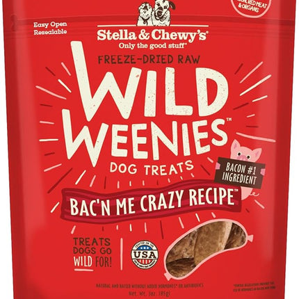 Stella & Chewy's Freeze-Dried Raw Wild Weenies Dog Treats - High-Protein Training Treats for Dogs & Puppies - All-Natural Bacon Recipe with 95% Meat & Organs - USA Made - 3 oz Bag