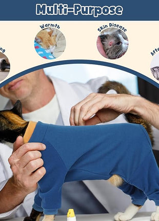 Cat Hair Sticky Onesie, Prevent Hair Loss Cat Pajamas, Long Sleeves Anti-Licking & Skin Disease Recovery Suit for Cats, Sphynx Clothes Costumes Outfits for Pet