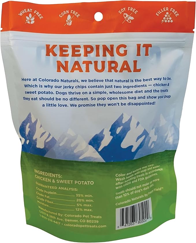 Chicken & Sweet Potato Jerky Chips Dog Treats, 6 oz – All-Natural, Made in USA, No Fillers or Preservatives – Promote Bone and Joint Health