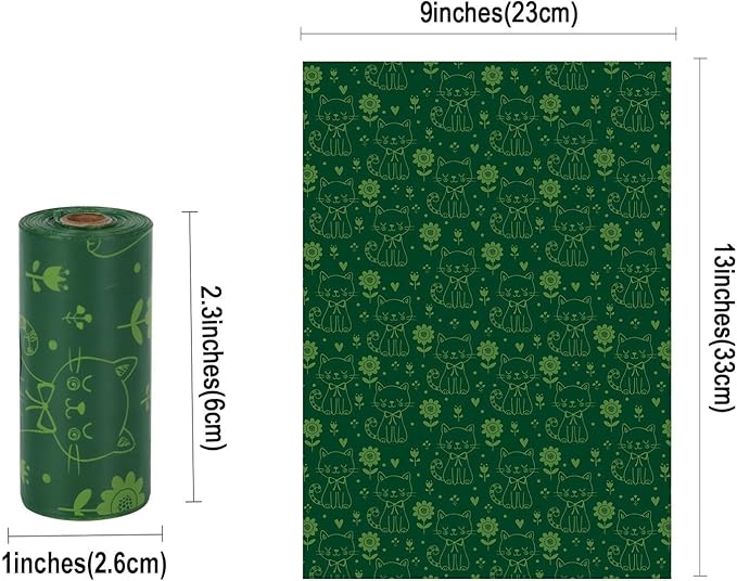 Biodegradable Dog Poop Bags Rolls with Pull-Ring Dispenser - 5 Fresh Scents, Large 9x13 Inch Plant-Based Bags, Leakproof & Easy Tear (Lemon Scent, Dark Green,240 Count, 16 Rolls)