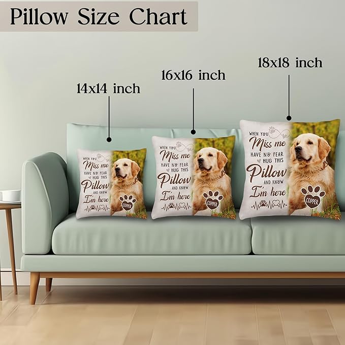 Personalized Pet Memorial Throw Pillow with Photo, Pet Loss Gifts Dog, Loss of Dog Sympathy Gift, In Memory of Dog Gifts, Pet Photo Gifts for Dog Lovers, Pet Loss Gifts, Dog Bereavement Gifts