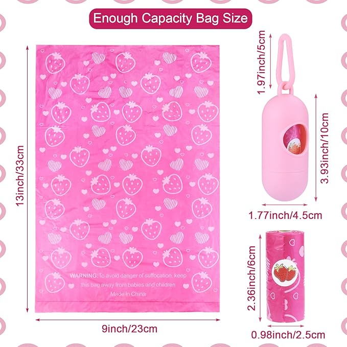 Dog Poop Bags 300 Count, Leak Proof & Scented Waste Bags for Dog Walking, Park/Backyard Cleanup - Eco Friendly Poop Bags for Small/Medium/Large Dogs (Pink)