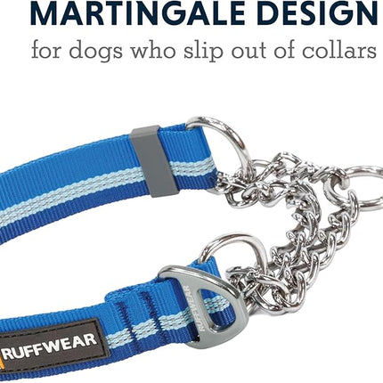 Ruffwear, Chain Reaction Dog Collar, Adjustable Reflective Martingale Escape-Proof Collar with Stainless Steel Chain, Professional Training Control, Blue Pool, 20"-26"