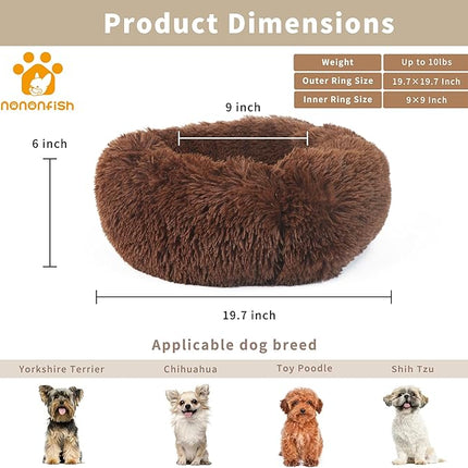 nononfish Marshmallow Cat Bed Kawaii Cat Nest for Indoor Cats Washable Fluffy Anti Anxiety Kitten Bed 19 Inches