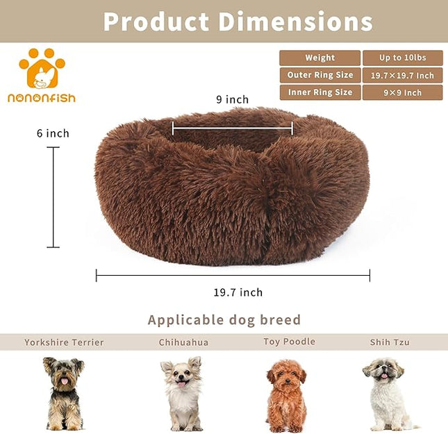 nononfish Marshmallow Cat Bed Kawaii Cat Nest for Indoor Cats Washable Fluffy Anti Anxiety Kitten Bed 19 Inches