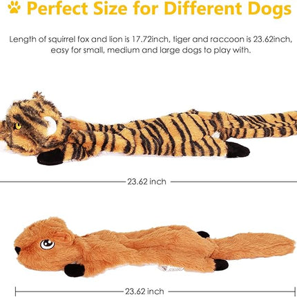 Dog Squeak Toys 5 Pack,No Stuffing Plush Dogs Chew Toys for Small Medium Large Breed Chewer Squeaky Toys Durable Puppy Teething Toys Stuffless Puppy Toys for Boredom