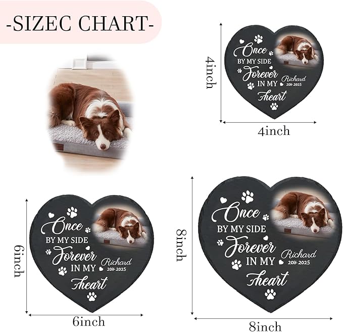 Personalized Pet Memorial Stone - Custom Dog Grave Marker with Name & Photo - Sympathy Gifts for Loss of Beloved Dog - Cemetery Decor - Rainbow Bridge Memorial for Dogs (Style D)