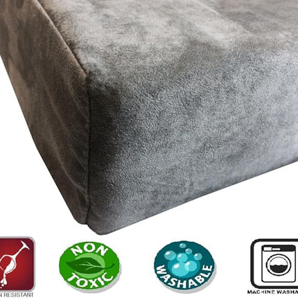 Dogbed4less Orthopedic Dog Bed with Memory Foam for Medium Large Pet, Waterproof Liner, Washable Microsuede Gray Cover, 41X27X4 Inch (Fit 42X28 Crate)