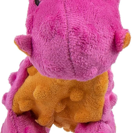 goDog Bubble Plush Dragons Squeaky Dog Toy, Chew Guard Technology - Hot Pink, Small