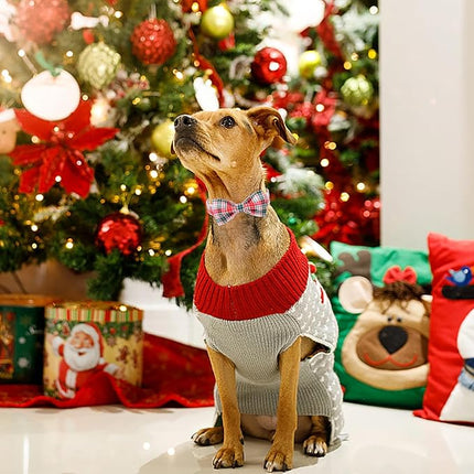 ARING PET Christmas Dog Collar with Bow, Cute Xmas Red Green Plaid Bowtie Pet Collars for Puppy Small Medium Large Girl Boy Dogs-M