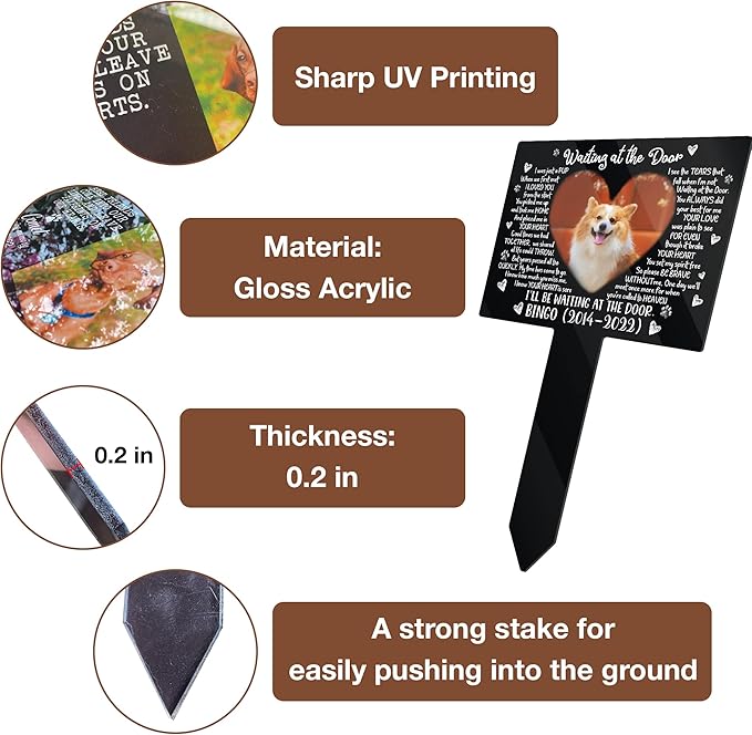 Pet Grave Markers Personalized Outdoor Animal Grave Markers Cross Pet Memorial Plaque Garden Decor to Remember Your Dogs Yard Stake Grave Supplies Photo In Loving Memory Animal Cats Cross