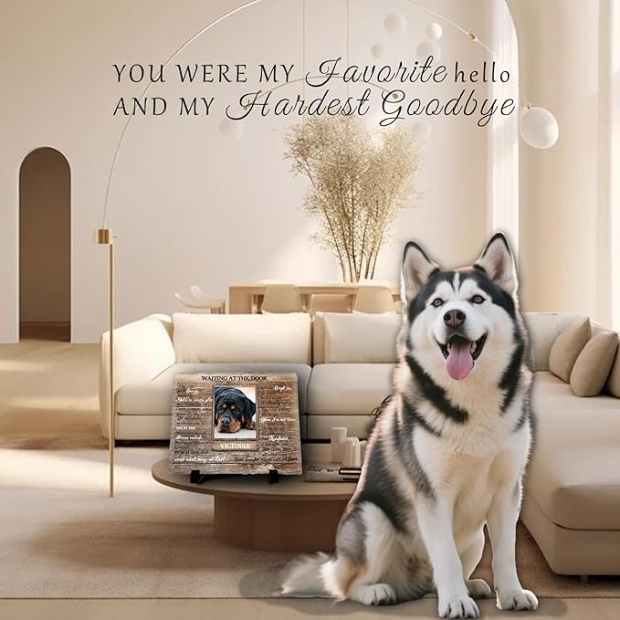 Personalized Pet Memorial Stone, Custom Dog Memorial Gifts for Loss of Dog with Photo Name Date, Dog Remembrance Gift, Loss of Dog Sympathy Gift for Dog Cat Lovers (Quote 14)