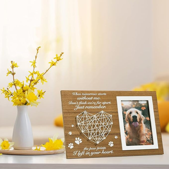 Pet Memorial Gifts, Pet Loss Memorial Frame Leave Paw Prints on our Hearts, Paw Prints Sympathy Frame Gift for Loss of Dog and Cat