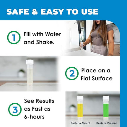 Safe Home® DIY Bacteria in Water Test Kit – Results as Fast as 6 Hours – Detects 50 Different Species of Coliform Bacteria – EPA Lab Certified – Made in the USA – (2 Pack)