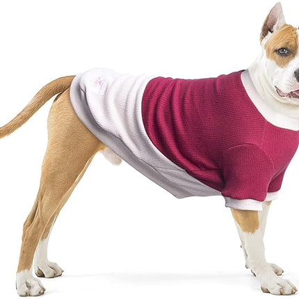 Large Dog Color Block Sweaters Warm Clothes Pullover Sweatshirts for Pitbull Labrador, Dark Red Grey, 4X-Large
