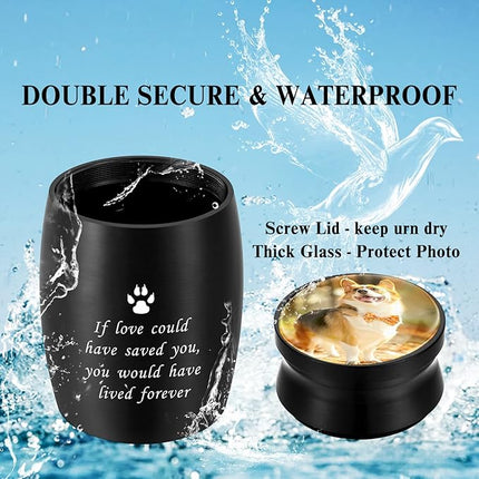 Personalized Photo 3 Inch Small Keepsake Aluminum Mini Cremation Urn for Pet Dog Ashes - Memorial Urn for Sharing Ashes - If Love Could Have Saved You