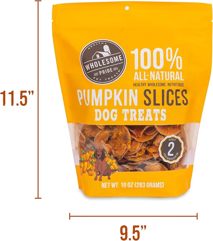 Wholesome Pride Pumpkin Slices 100% All-Natural Limited Ingredient Dehydrated Dog Treats, 10 oz