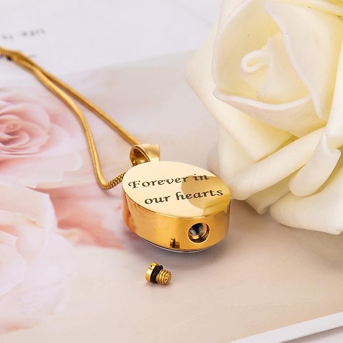 Farfume Personalized Pet Urn Necklace for Dog Cat Ashes Cremation Pet Memorial Customized Photo Text Engraving Pendant Keepsake Funeral Jewelry