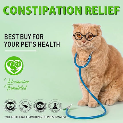 Cat Constipation Relief, Cat Laxative Constipation Relief, 100% Natural Laxative with 6 Probiotics Stool Softener, Promotes Digestive Health - 2 fl oz
