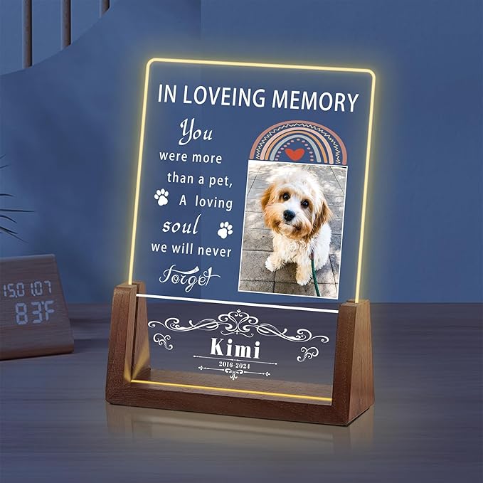 Personalized Dog Memorial Gifts for Loss of Dog, Pet Memorial Gifts for Dogs, Customized Pet Memorial Night Light, Dog Loss Sympathy Gift, Memorial Gifts for Cats, Dog Memorial Acrylic Plaque