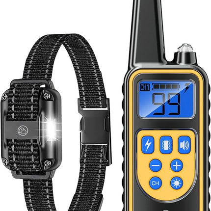 Electric Dog Training Collar with Remote 1640FT, E-Shock, Safe Training Modes, Rechargeable IP67 Waterproof Collars for 1 Dog (Black)