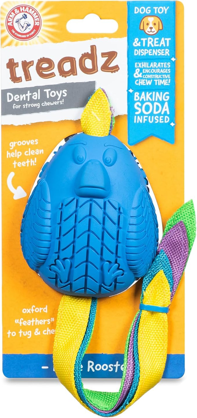 Arm & Hammer for Pets Super Treadz Large Rooster Dental Chew Toy for Dogs Dog Dental Toys Help Reduce Plaque & Tartar Buildup Without Brushing Safe for Dogs up to 35 Lbs