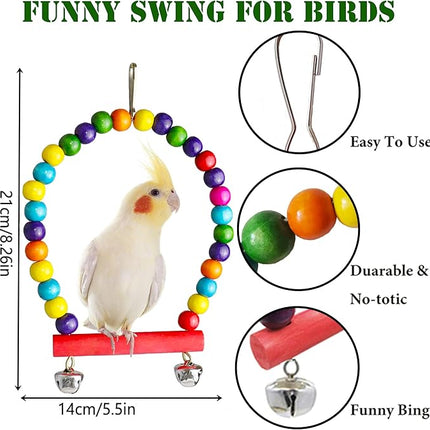 Bird Parakeet Cockatiel Toys, ESRISE Birds Cage Accessories Swing Climbing Ladders Wooden Perch Toy for Conures Finche Budgies Lovebird Parrot