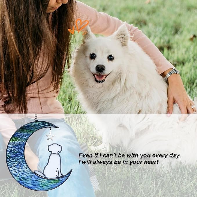 Stained Glass Dog Suncatcher Memorial Gifts for Pet Loss, Window Hanging Decor, Bereavement Gifts in Memory of Dog Passing