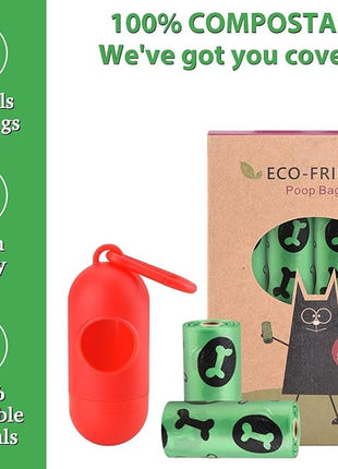 Biodegradable Dog Poo Bags with Holder-240 Large Poop Bags, Corn Starch Blended Compostable Poo Bag, Extra Thick Strong Leak Proof Poop Waste Bag for Dogs (Green)