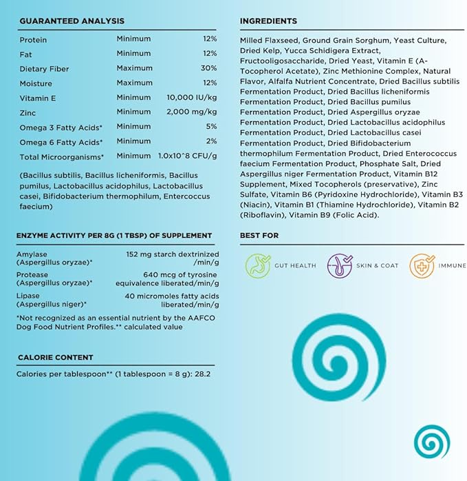 Dinovite 3 in 1 Probiotic for Medium Dogs, Skin & Coat, Digestive Health & Joint Relief, Dog Food Toppers, Immune Support, Allergy Relief & Itch Relief Skin Care, 30 Servings (18-45lb)