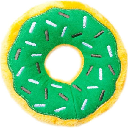 ZippyPaws Donutz - No Stuffing Dog Toys to Keep Them Busy, for Small and Medium Dogs, Squeaky Pet Toy for Boredom, Unstuffed Chew Toy, Soft Plush Puppy Products, Funny Food Toy - Mint Chip Donut