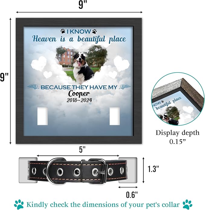 Custom Dog Memorial Collar Frame, Pet Sympathy Gifts for Dogs, Dog Memorial Gifts for Loss of Dog, Pet Memorial Gifts for Dogs, Dog Memorial Pet Collar Frame, Pet Memorial Gifts for Cats
