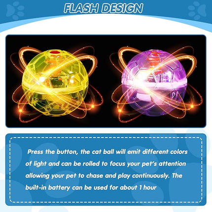 Frienda 4 Pieces Ghost Hunting Cat Ball Motion Light up Cat Balls LED Motion Activated Pet Ball Motion Light up Interactive Toys Pet Glowing Mini Running Exercise Ball Toys(Bright Color)