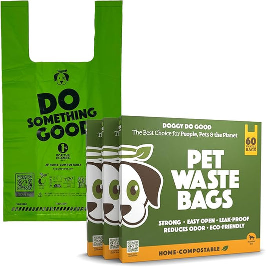 Doggy Do Good Poop Bags for Dogs (180 Ct), Easy Open Dog Poop Bags Grab & Go Box, Certified Home Compostable