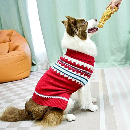 BINGPET Dog Sweater - Turtleneck Classic Knit Dog Sweaters for Small Medium Large Dogs, Pet Winter Clothes Warm Sweatshirts Outfits for Doggie and Cats Red L/XL