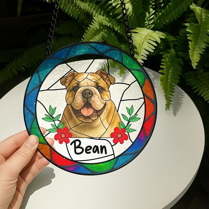 Custom Dog Portrait Stained Glass Light Catcher, Pet Memorial Stained Glass Photo Light Catcher, Staineds Glass Dog Memorial, Loss of Dogs Sympathy Gift Personalized, Pet Loss Gift /5